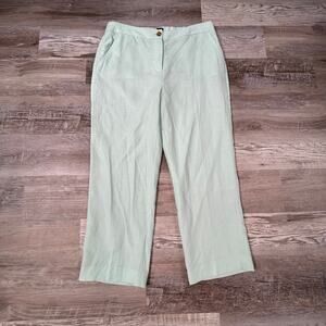 NWT Talbots Linen Pants Mint Green Straight Leg High Rise Summer 10